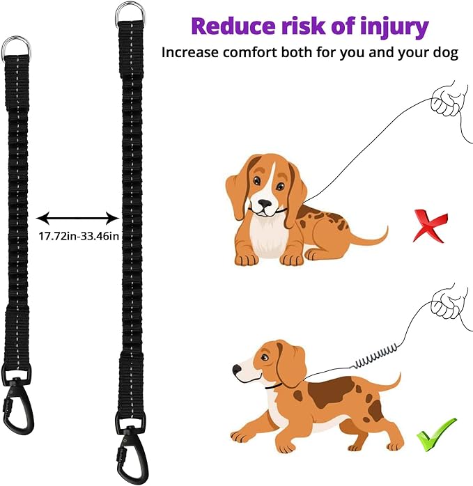 Long Dog Leash 15 FT: Heavy Duty Rope Leashes for Dogs Training with Swivel Lockable Hook Reflective Threads Bungee and Padded Handle - Dog Lead for Large Small Medium Dogs Outside Walking Hiking