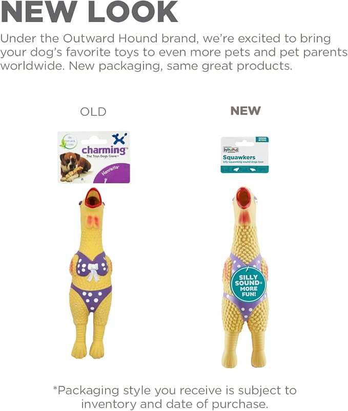 Outward Hound by Charming Pet Squawkers Henrietta Latex Squeaky Rubber Chicken Dog Toy, Funny Interactive Holiday Toy for Dogs, Small Size