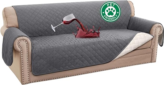 Turquoize 100% Waterproof Sofa Covers Couch Cover Sofa Cover for Dogs Couch Protector Triple Non-Slip Sofa Slipcover for 3 Cushion Couch Furniture Protector for Pets, Kids,Dog (XL Sofa 78", Gray)