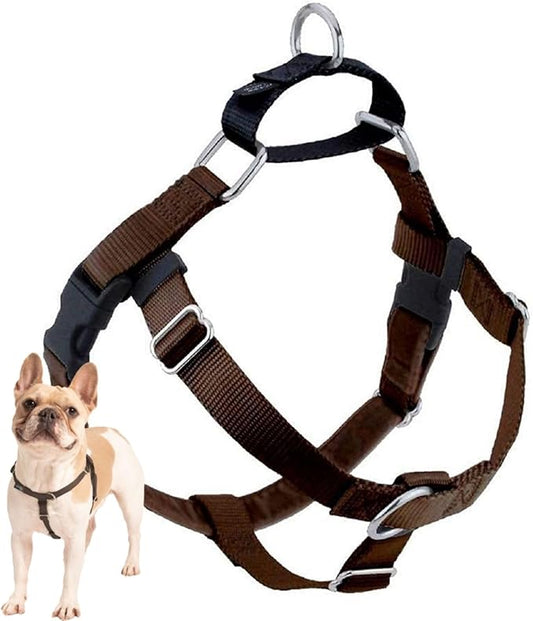 2 Hounds Design Freedom No Pull Dog Harness, Adjustable Harness, Easy Walking & Comfortable Control, Fits Small, Medium & Large Dogs, Solid Colors, Made in USA, 1" LG, Brown