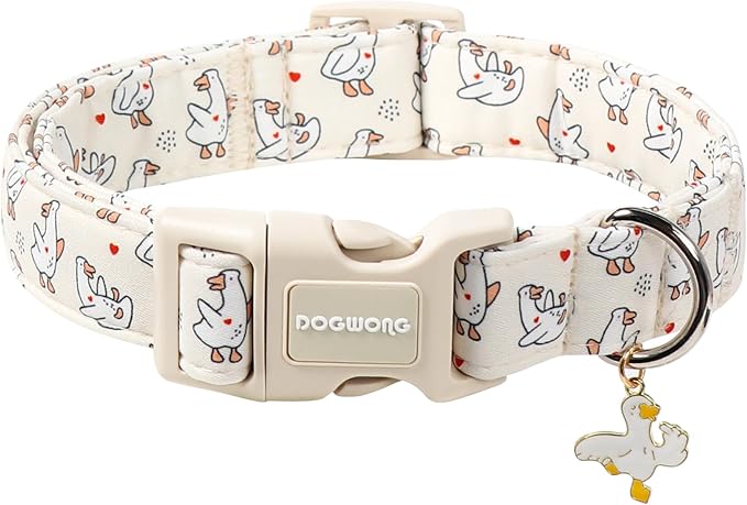 DOGWONG Goose Adjustable Pet Collar Comfortable Spring Summer Puppy Collar Cute Cotton Collars Durable Necklace Gift for Medium Dogs,M