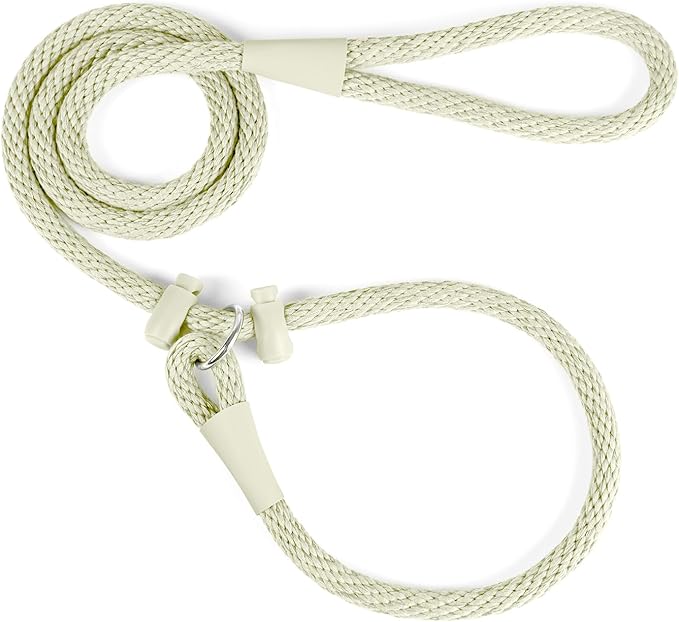 Lynxking Dog Leash Slip Lead Reflective Breathable Rope Comfortable Strong No Pull Slip On Pet Training Lead for Dogs (Beige, Small 3/8 inch x 6ft)