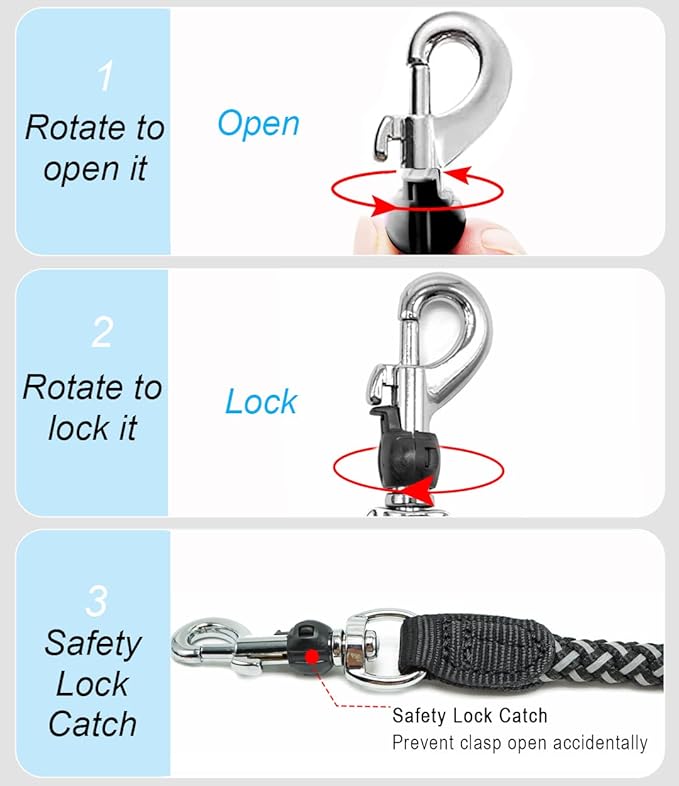 2/3/4/6/10 Foot Reflective Dog Leash Strong Nylon Rope Braided Heavy Duty for Large and Medium Small Dogs Walking Training Leads (Black, 3ft * 1/2")