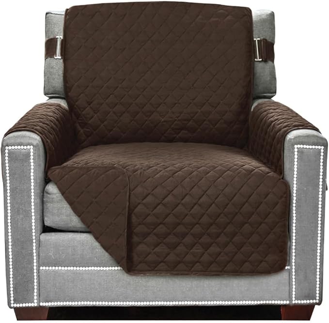 Sofa Shield® Couch Armchair Covers for Dogs, Reversible Furniture Protector with Strap, Stain and Tear Resistant Cushion Cover, 23 inch Seat, Machine Washable Slipcover Pets, Cats, Chocolate