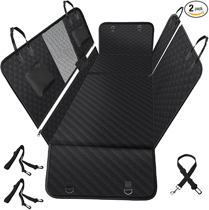 Vailge 6 in 1 Car Seat Cover for Back Seat, 60/40 Split, 100% Waterproof with Mesh Window, Scratch Prevent Anti-slip Dog Hammock, Standard