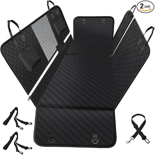 Vailge 6 in 1 Car Seat Cover for Back Seat, 60/40 Split, 100% Waterproof with Mesh Window, Scratch Prevent Anti-slip Dog Hammock, Standard