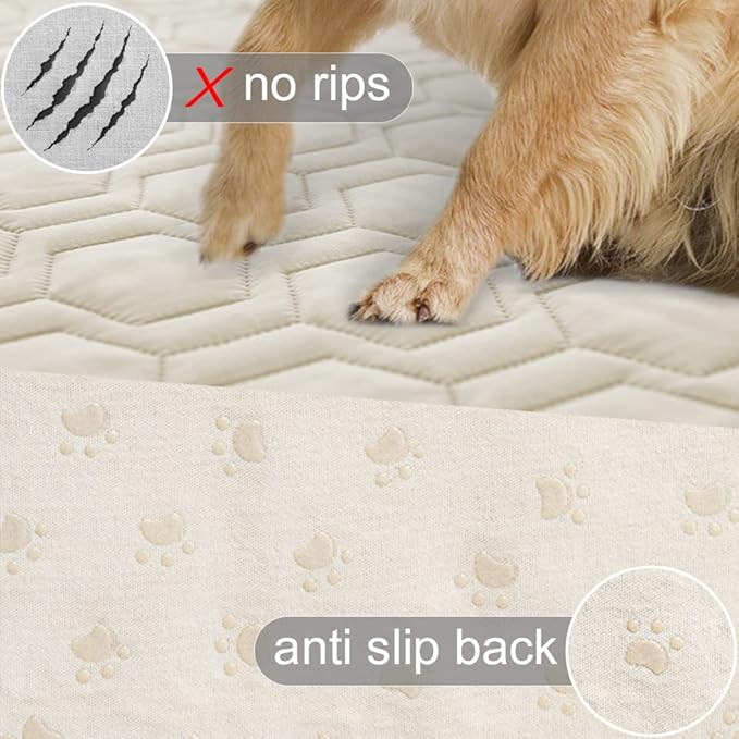 Tcksstex Waterproof and Anti-Slip Dog Bed Cover and Pet Blanket Sofa Pet Bed Mat ，car Incontinence Mattress Protectors Furniture Couch Cover for Most Cats Dogs, Pets（40x50-Ivory）