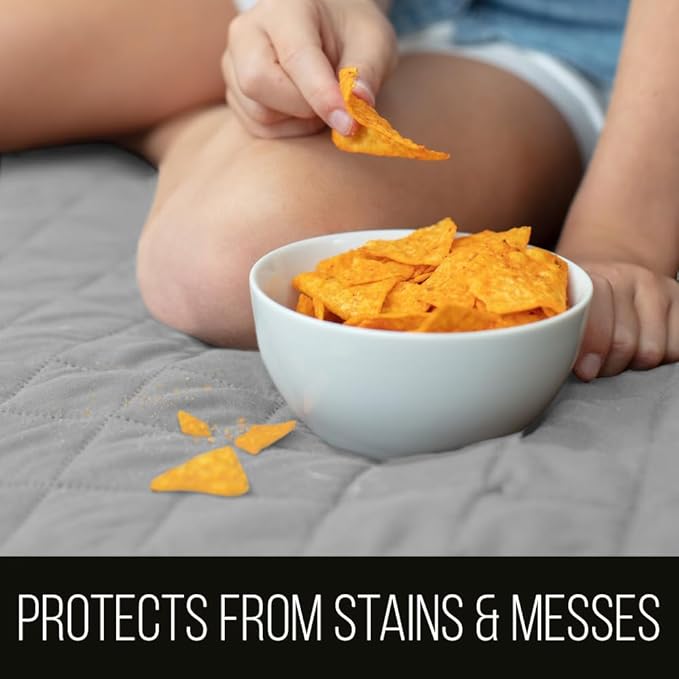 Sofa Shield® Couch Loveseat Covers for Dogs, Reversible Furniture Protector with Strap, Stain and Tear Resistant Cushion Cover, 54 inch Seat, Machine Washable Slipcover Pets, Cats, Light Gray