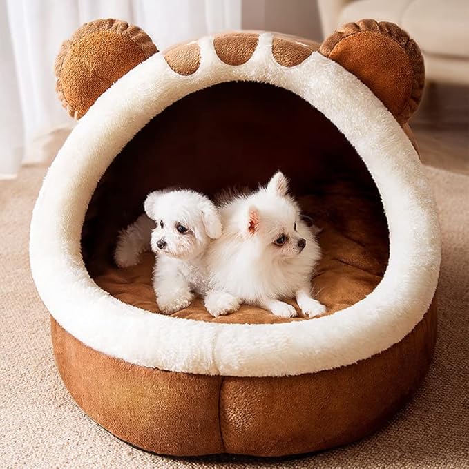 Winter Dog Bed Self-Warming Puppy House Cozy Cat Sleeping Tent Cave Beds Indoor Kitten Nest Kennel Hut for Small Medium Dog Cats