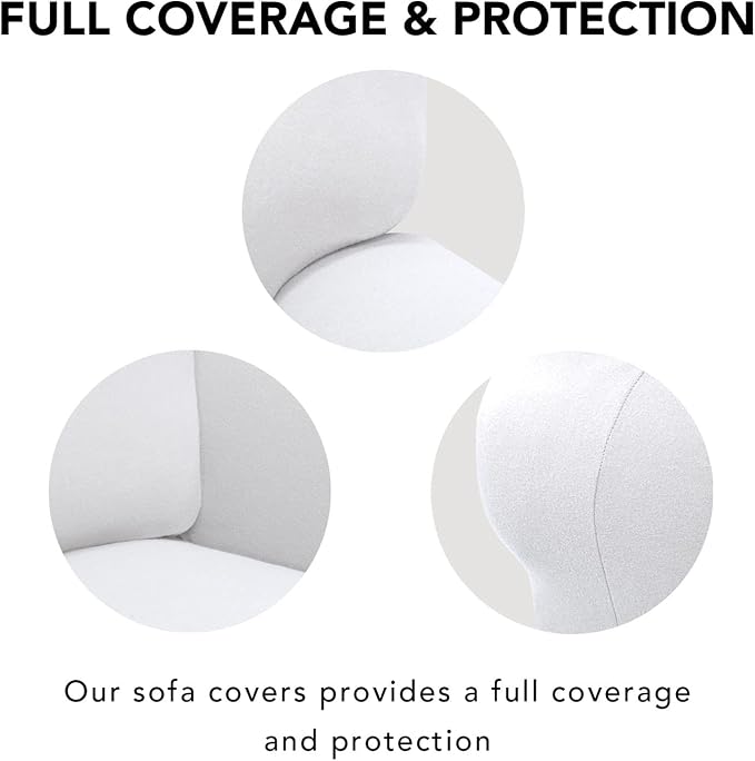 PureFit Super Stretch 4 Seater Sofa Slipcover – Spandex Non Slip Soft Couch Sofa Cover, Washable Furniture Protector with Non Skid Foam and Elastic Bottom for Kids, Pets （XX Large, White）
