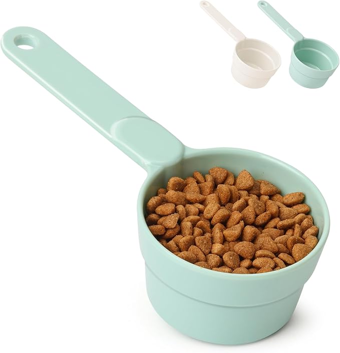 ComSaf MSBC Measuring Dog Food Scoop - 1/2 Cup Scoop Measuring Cup for Dog Cat Ferret Rabbit Bird Food, Melamine Half Cup with Handle, Food-Grade 1/4 Pet Feed Scoop, Dishwasher Safe, Green