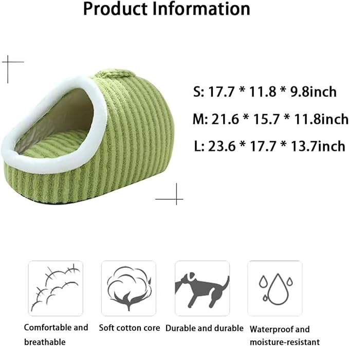 Warm Nest Bed, Soft Cozy Pet Cave with Removable Cushion, Non-Slip Washable Soft Slipper Cave for Small and Medium Pets (Blue, Medium)