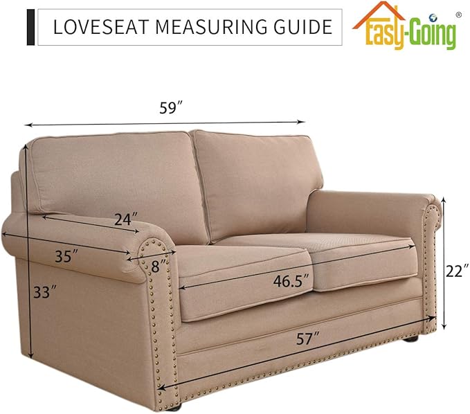 Easy-Going Stretch Loveseat Slipcover 1-Piece Sofa Cover Furniture Protector Couch Soft with Elastic Bottom for Kids Polyester Spandex Jacquard Fabric Small Checks (Loveseat, Silver Gray)