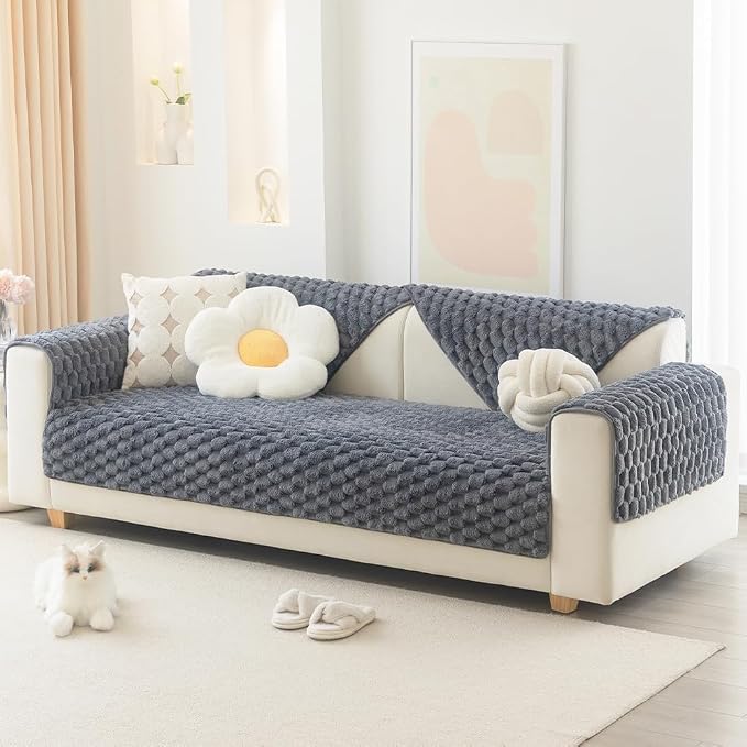 Awjcsv Couch Cover for Dogs Washable, Waterproof Couch Covers for 3 Cushion Couch Sofa Pet Friendly, Soft and Anti Slip (Gray, 1pc/36"x 83")