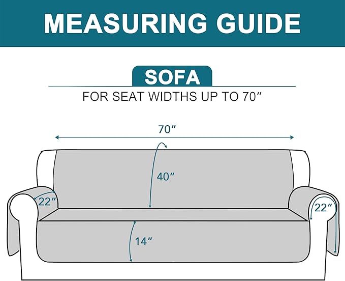 Turquoize 100% Waterproof Couch Cover Sofa Covers Washable Couch Covers for 3 Cushion Couch Sofa Pet Friendly Triple Non-Slip Couch Cover for Dogs Furniture Covers for Pets, Kids,Dog (Sofa 70", Gray)