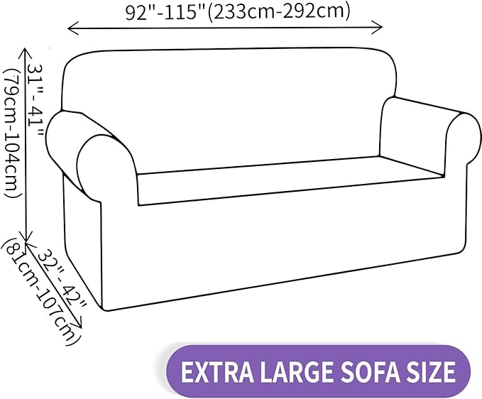 ZNSAYOTX Oversized Super Stretch Couch Cover (92"-115"), New Striped Sofa Covers Comfortable & Durable, Dog Cat Pets Friendly Extra Large Spandex Sofa Slipcovers (XL Sofa, Peacock Teal)