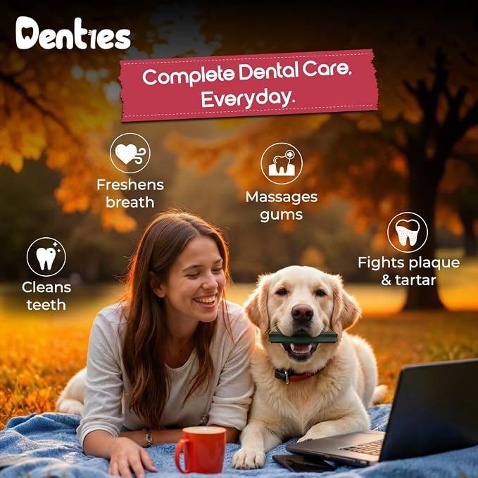 Dental Chews for Dogs–Dental Sticks for Large Dogs(Up to 75lbs), Dog Dental Treat Cleans Teeth, Freshen Breath, Reduce Plaque Tartar, Chicken Spirulina & Mint Recipe, 16 oz Pack, 22 Treats