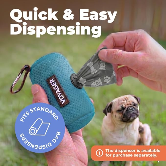 Best Pet Supplies Dog Poop Bags for Waste Refuse Cleanup, Doggy Roll Replacements for Outdoor Puppy Walking and Travel, Leak Proof and Tear Resistant, Thick Plastic - Gray, 240 Bags