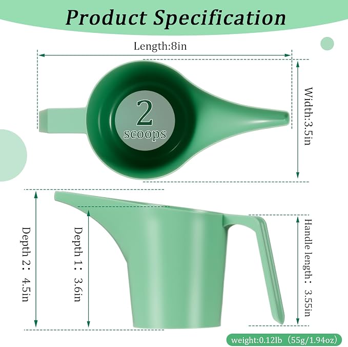 Relaxweex 2 Pcs Bird Seed Scoop, Pet Food Bird Seed Scoop Large Capacity Suitable Narrow Spout Suitable for Tube Feeders for Filling Avian Birds Feeders Small Animal Food(Green)