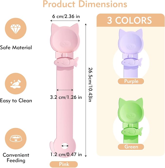 WRW 3 Pcs Cat Treat Spoon, Lickable Cat Treat Spoon Squeeze for Small Pets, Multi-Function Cats Treat Feeder for Licky Treats & Wet Food