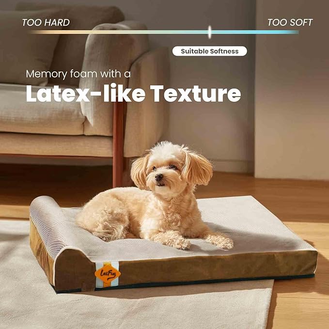 Laifug Orthopedic Dog Beds for Large Dogs,3" Memory Foam Dog Beds,Durable Water Proof Liner Removable and Washable, Nonskid Bottom, Brown 34"x22"x3"