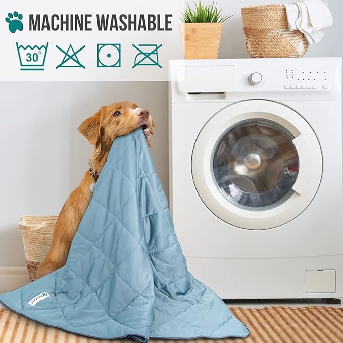 PetAmi Premium Cooling Dog Blanket | Lightweight Fluffy Pet Throw Blanket Bed Cover for Dogs, Cat, Puppies | Pet Blanket Furniture Protector Couch Sofa | Reversible Fuzzy Cozy | 24x32, Dusty Blue