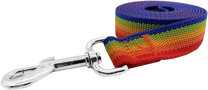 Nylon Dog Training Leash, Traction Rope, 4Ft /5 Foot /6 Feet Long, 5/8 inch 3/4 Inch 1 Inch Wide, for Small and Medium Dogs (1'' x 7 FT, Rainbow)