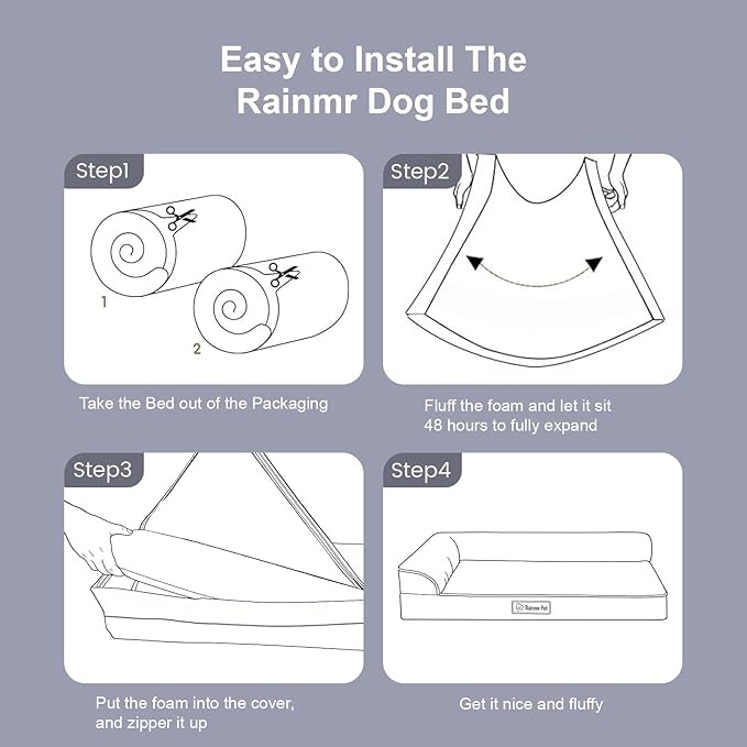 Rainmr Orthopedic Dog Bed for Small and Medium Dogs, Memory Foam Pet Bed with Washable Removable Cover, Nonskid Bottom, Waterproof, for Indoor, Outdoor, Crate ＆ Car Use, 30x20x6 Inches, Brown Grey
