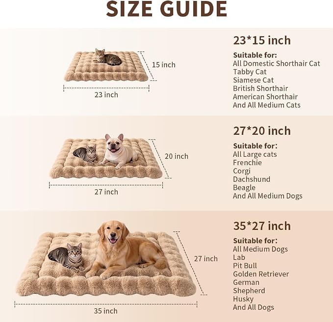 SOMAHE Cat & Dog Bed Mat, Soft Plush Faux Fur Kneading Pet Bed for 2 Cats or Small Dogs, Machine Washable Cat Sleeping Pad, Non-Slip Fluffy Pet Rug for Indoor Cats Kittens & Small Dogs,27x20 In Coffee