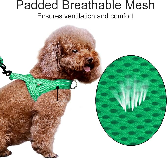 Plutus Pet No Pull Dog Harness with Breathable Mesh Padded, Adjustable Reflective Escape Proof Dog Harness, Quick Fit Dog Vest Harness for Small Medium Large Dogs(XXS, Green)