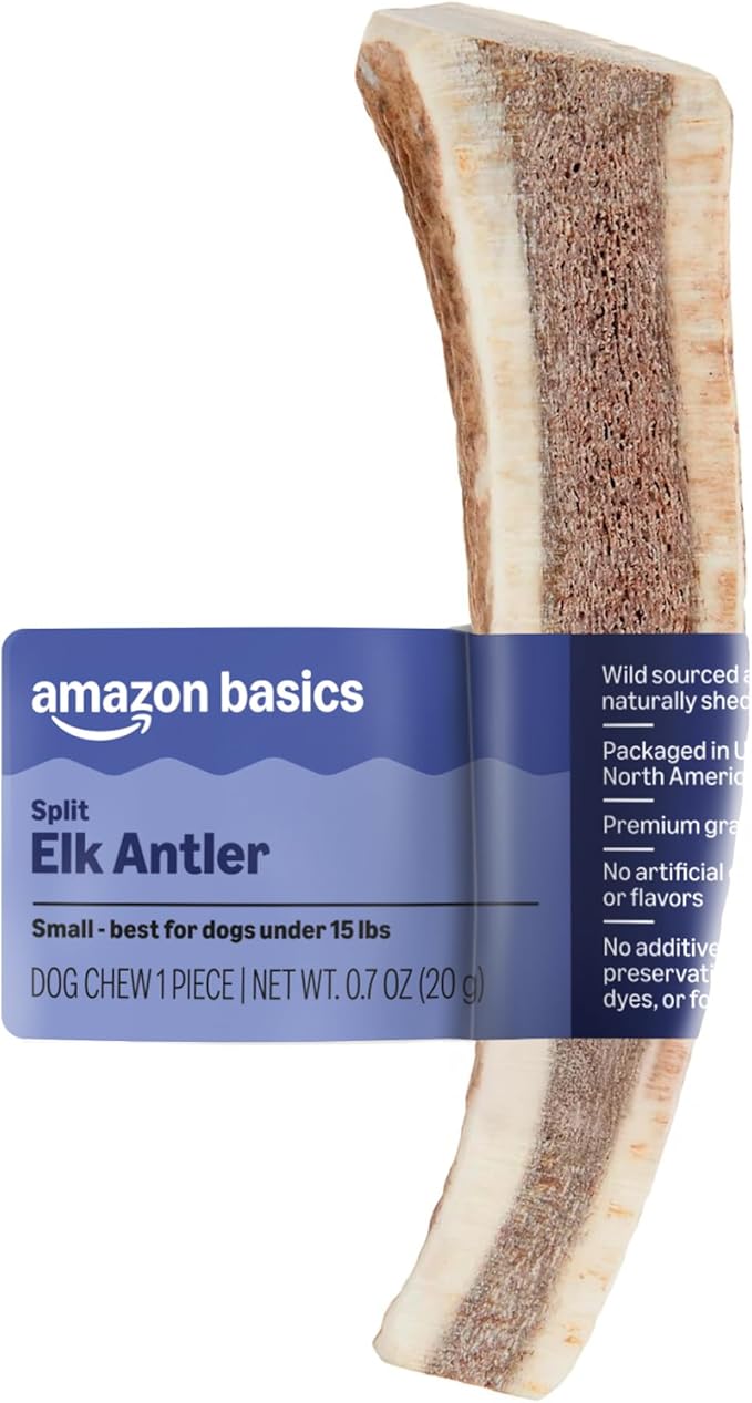 Amazon Basics Split Elk Antler, Naturally Shed, Small (Best for Dogs Under 15 lbs) (Previously Wag)