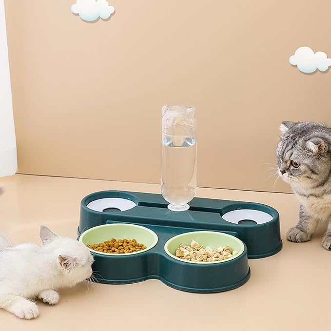 Dogs Bowl Automatic Cats Food Bowl 4 in 1 Pet Food Feeders with Automatic Water Bottle Bowl Double Bowl Dog Feeder Toy