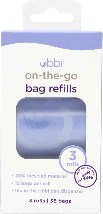 Ubbi On-the-Go Refill Bags, Lavender Scented, Value Pack of 36, Baby On The Go Diapering Essentials