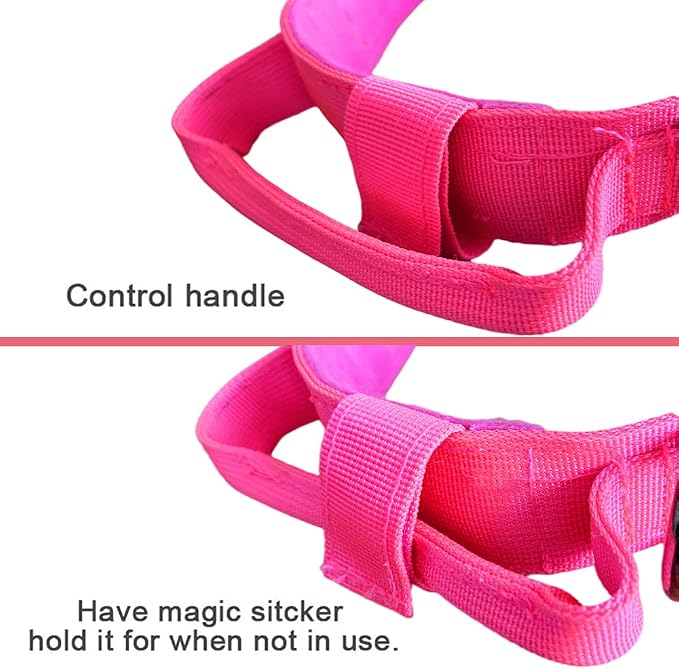 Tactical Dog Collar and Leash Set Adjustable Military Nylon Dog Collar with Control Handle and Heavy Duty Metal Buckle for Large Dogs（Pink XL