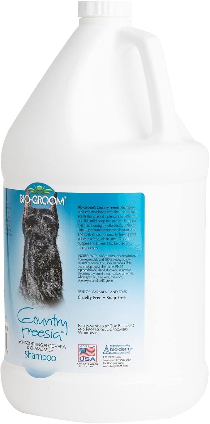 Bio-Groom Country Freesia Dog Shampoo - Natural Scent Pet Shampoo, Aloe Vera, Chamomile, Cat & Dog Bathing Supplies, Puppy Wash, Cruelty-Free, Made in USA, Quick Rinse Cat Shampoo - 1 Gallon