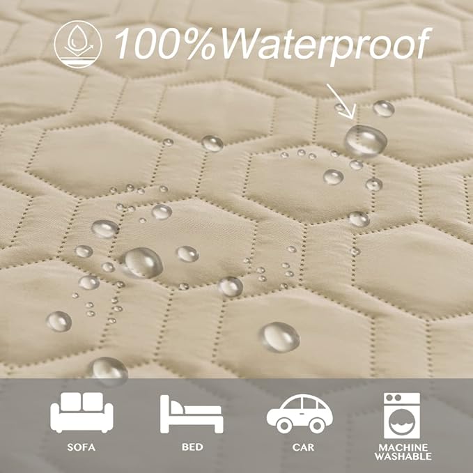 Tcksstex Waterproof and Non-Slip Dog Bed Cover and Pet Blanket Sofa Pet Bed Mat ，car Incontinence Mattress Protectors Furniture Couch Cover for Most Cats Dogs, Pets（40x50-Beige）