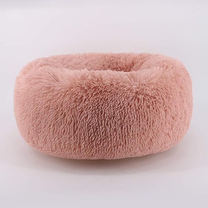 Modern Soft Plush Round Pet Bed for Cats or Small Dogs, Mini Medium Sized Dog Cat Bed Self Warming Autumn Winter Indoor Snooze Sleeping Cozy Kitty Teddy Kennel (24'' D x 8'' H, Pink)