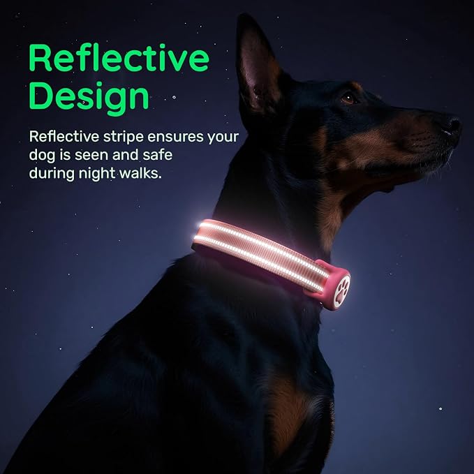 Airtag Dog Collar, Reflective Ultra-Durable Nylon Padded with QR Code Buckle & IP68 Waterproof Air Tag Holder Compatible for Apple AirTag, Comfortable for Small Medium Large Dogs(Hot Pink,S)