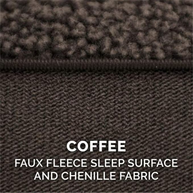 Furhaven Orthopedic Dog Bed for Large/Medium Dogs w/ Removable Bolsters & Washable Cover, For Dogs Up to 55 lbs - Plush & Suede Sofa - Espresso, Large