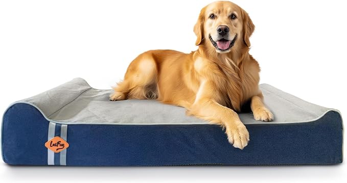 Laifug Orthopedic Dog Beds for Large Dogs,7" Memory Foam Dog Beds,Durable Water Proof Liner Removable and Washable, Nonskid Bottom, Slate Blue 50"x36"x7"