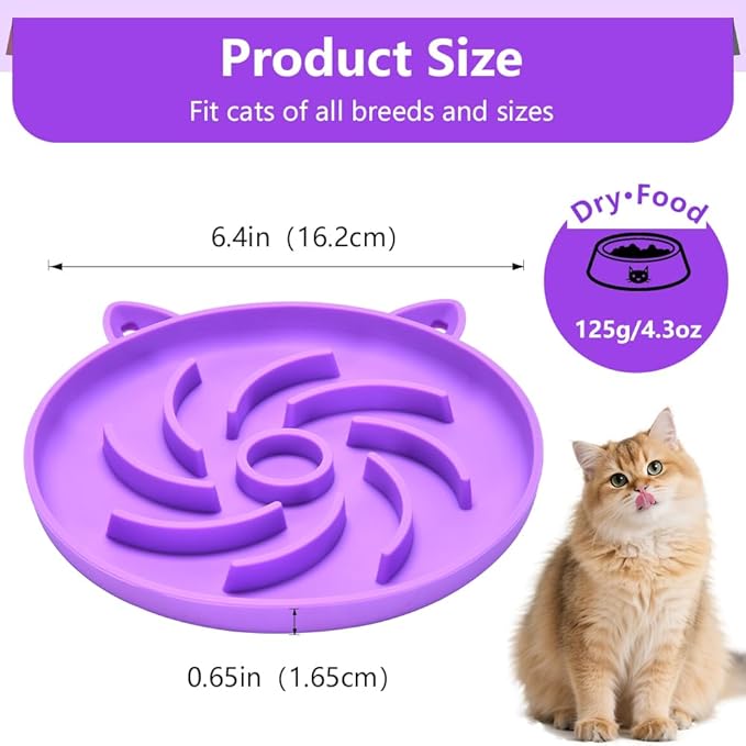 2Pcs Silicone Slow Feeder Cat Bowl,Puzzle Feeder,Interactive Toys,Slow Feeding cat Bowl Suitable for All Dry and Wet Foods,Easy to Clean Silicone Bowls (Green and Blue)