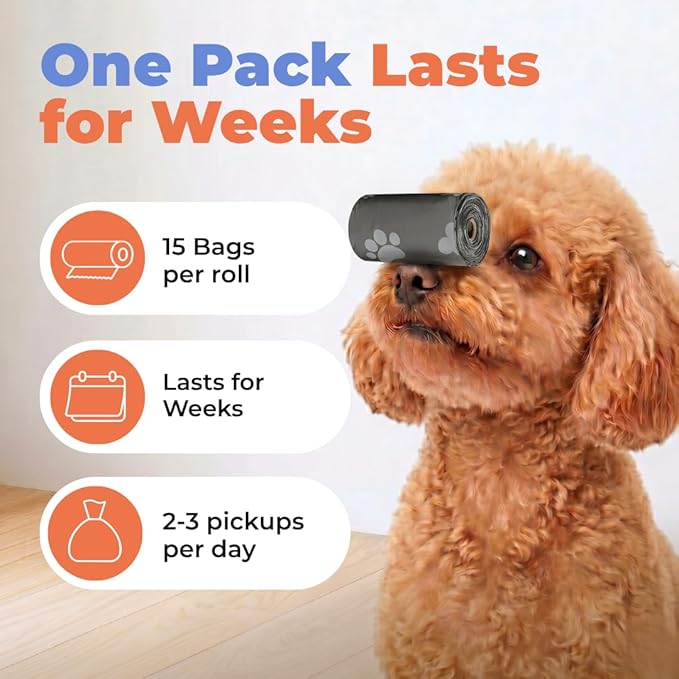 Best Pet Supplies Dog Poop Bags for Waste Refuse Cleanup, Doggy Roll Replacements for Outdoor Puppy Walking and Travel, Leak Proof and Tear Resistant, Thick Plastic - Gray, 150 Bags