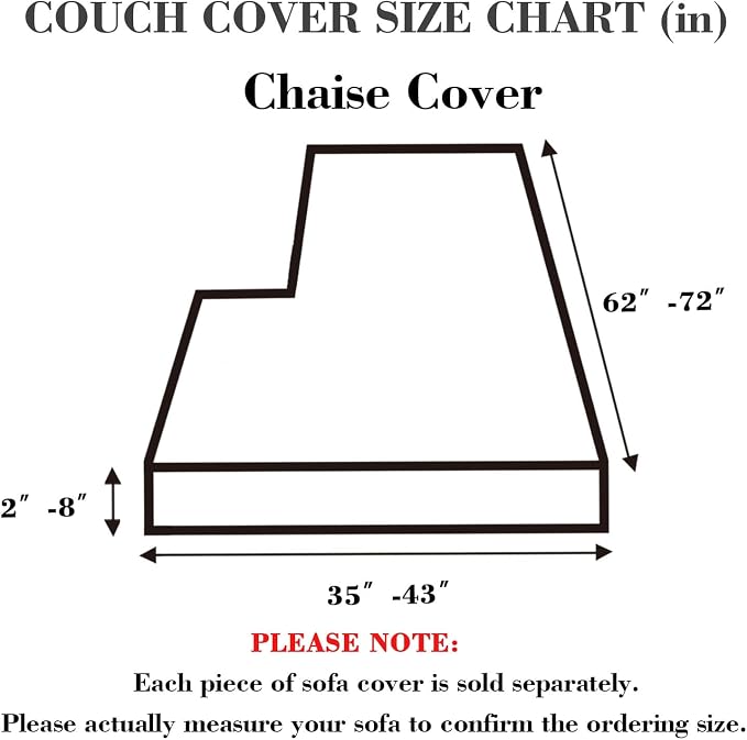 Sofa Covers Couch Covers for Sofa Pet Friendly Couch Cushion Covers Universal Sofa Covers Washable Stretch Slipcovers for Sectional Sofa (Texture Light Coffee,Chaise Cover)