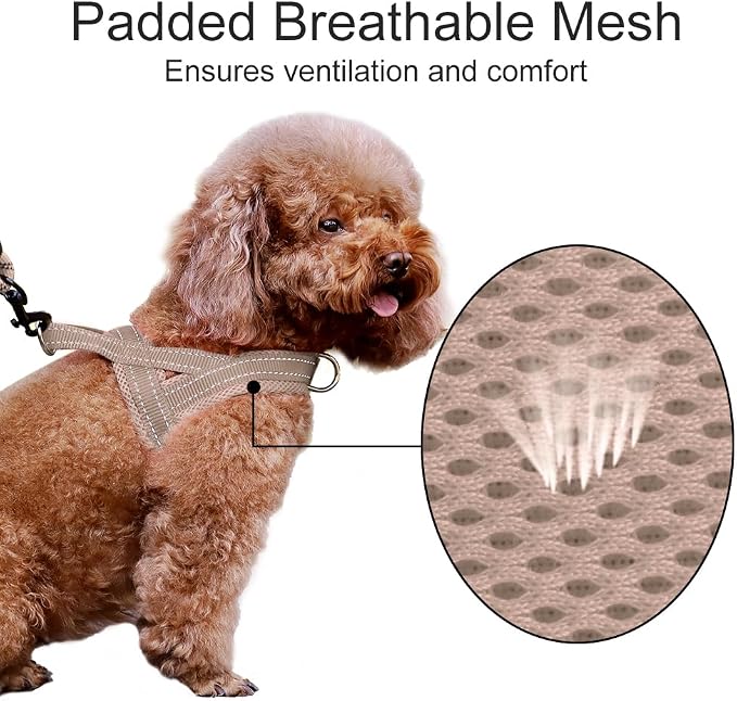 Plutus Pet No Pull Dog Harness with Breathable Mesh Padded, Adjustable Reflective Escape Proof Dog Harness, Quick Fit Dog Vest Harness for Small Dogs(XS, Beige)