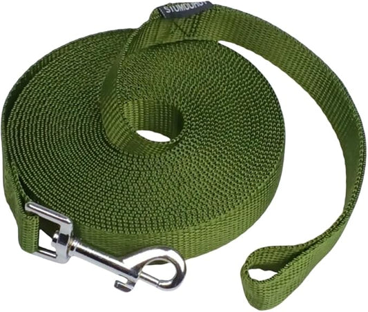 Dog/Puppy Obedience Recall Training Agility Lead - 15ft 20ft 30ft 50ft Training Leash - Great for Play, Camping, or Backyard (Military Green, 15 Feet)