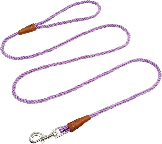 5FT Puppy Leash for Small Dogs - 1/5" Cotton Dog Leash Lightweight & Soft Braided Rope for Tiny Breeds/Cats Daily Walks Training, Purple