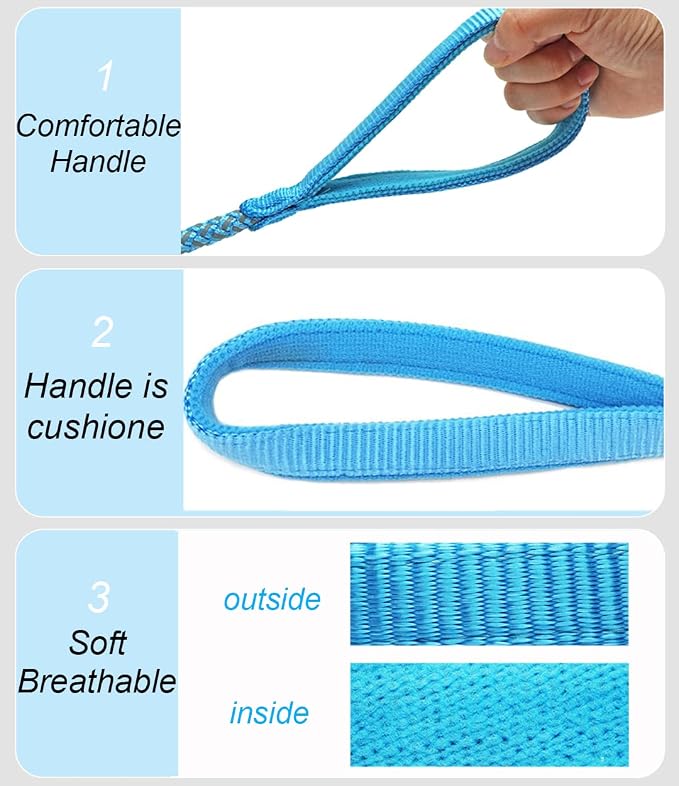2/3/4/6/10 Foot Reflective Dog Leash Strong Nylon Rope Braided Heavy Duty for Large and Medium Small Dogs Walking Training Leads (Sky Blue, 3ft * 1/2")