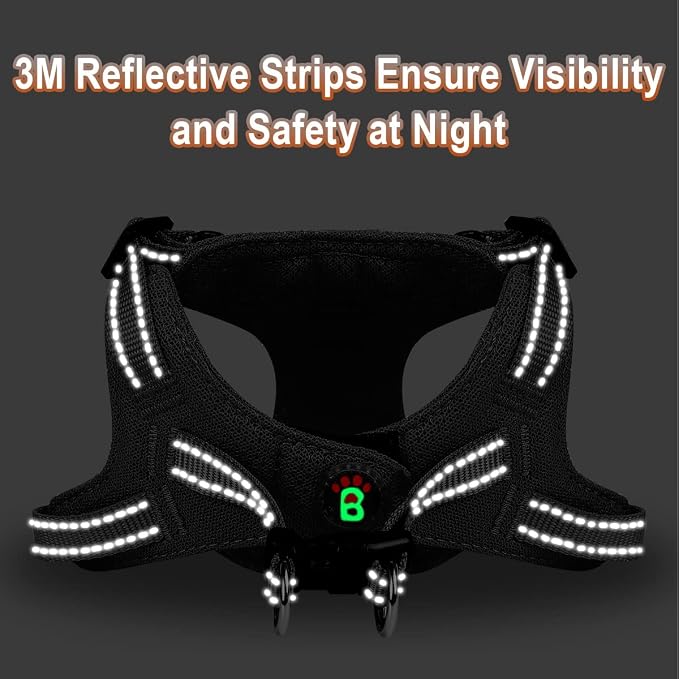 Dog Harness Step in Dog Vest Harness, Reflective Adjustable Puppy No Pull Harness Breathable Soft for Small and Medium Dogs Cats, Black, XXS