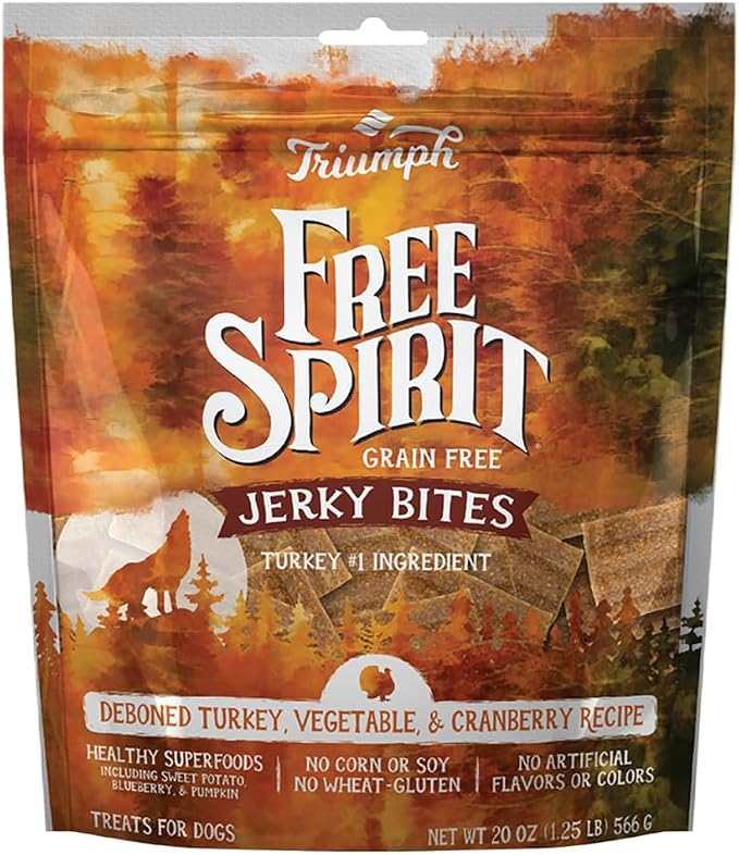 Triumph 2 Pack of Grain-Free Turkey, Pea, and Berry Jerky Dog Treats, 20 Ounces Each