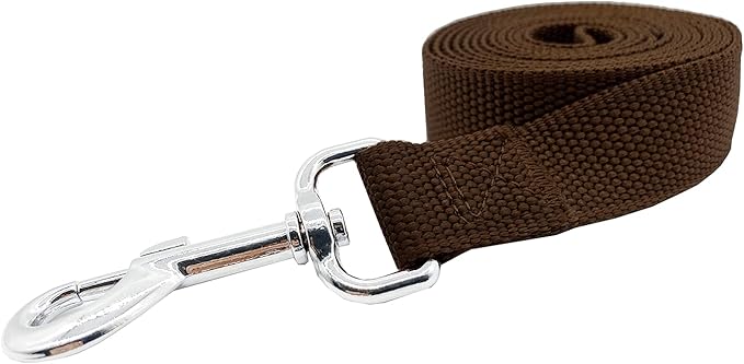 Nylon Dog Training Leash, Traction Rope, 4/5/6 Feet Long, 3/4 Inch 1 Inch Wide, for Small and Medium Dogs (1'' x 5 FT, Brown)